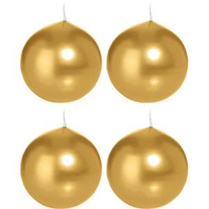 Trend Candles Bolkaars glad - 4x - goud - 8 cm - 25 branduren - ronde kaarsen