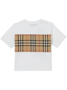 Burberry Kids t-shirt en coton à empiècements Vintage Check - Blanc