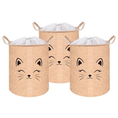 Kruzzel Speelgoedmand - 3x - beige - 42L - 32 x 43 cm - opbergmand - organizer