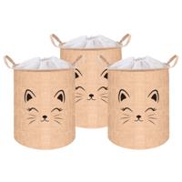 Kruzzel Speelgoedmand - 3x - beige - 42L - 32 x 43 cm - opbergmand - organizer