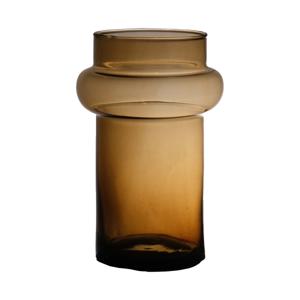 Bloemenvaas Luna - transparant amber - eco glas - D16 x H25 cm - cilinder vaas