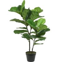 Vijgenboom/Ficus carica kunstplant in zwarte pot - H97 cm   -