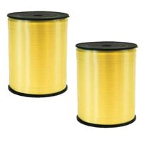Cadeaulint - 2x - geel - 5 mm x 500 meter - sierlint - kadolint - linten