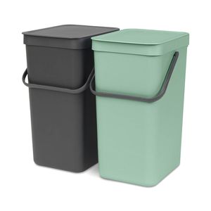 Brabantia Sort & Go inbouwemmer 2 x 16 liter - Jade Green en Dark Grey