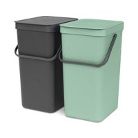 Brabantia Sort & Go inbouwemmer 2 x 16 liter - Jade Green en Dark Grey - thumbnail