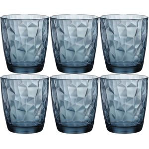 Set van 6x stuks tumbler waterglazen/drinkglazen blauw 390 ml - Drinkglazen