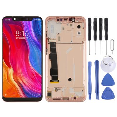 LCD-scherm en Digitizer volledige montage met Frame & Zijtoetsen voor Xiaomi Mi 8 (Rose goud)