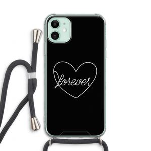 Forever heart black: iPhone 11 Transparant Hoesje met koord