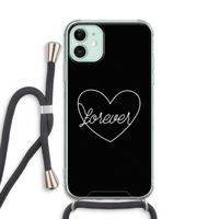 Forever heart black: iPhone 11 Transparant Hoesje met koord