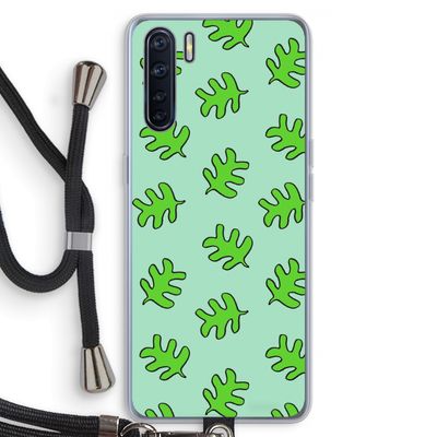 Groene blaadjes: Oppo A91 Transparant Hoesje met koord