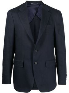 Canali blazer en lin mélangé à simple boutonnage - Bleu