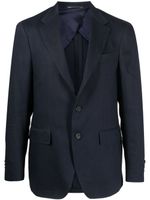 Canali blazer en lin mélangé à simple boutonnage - Bleu