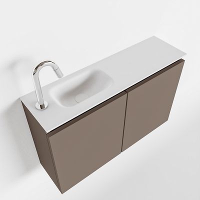 Toiletmeubel Mondiaz Ture | 80 cm | Meubelkleur Smoke | Eden wastafel Talc Links | 1 kraangat
