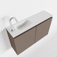 Toiletmeubel Mondiaz Ture | 80 cm | Meubelkleur Smoke | Eden wastafel Talc Links | 1 kraangat
