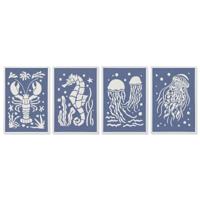 Schilderij Home ESPRIT Blauw Wit Navy 40 x 3 x 60 cm (4 Stuks)