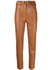 TWINSET pantalon en cuir artificiel à taille ceinturée - Marron