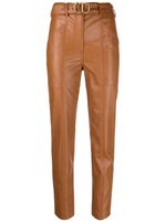 TWINSET pantalon en cuir artificiel à taille ceinturée - Marron