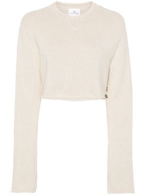 Courrèges pull crop à logo brodé - Tons neutres