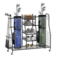 Golftas Organiser Golf Opbergrek met Wieltjes Golf Opbergrek voor 2 Golftassen Zwart