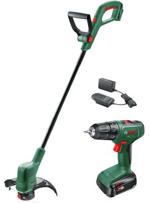 Bosch Groen Toolkit Toolkit EasyDrill 18V-40 + EasyGrassCut 18V-26 | Incl. 1-uurslader (AL 18V-20) + 1x 2,0 Ah accu - 0615991FN5