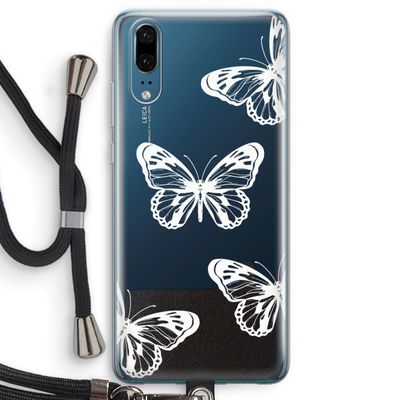 White butterfly: Huawei P20 Transparant Hoesje met koord