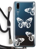 White butterfly: Huawei P20 Transparant Hoesje met koord