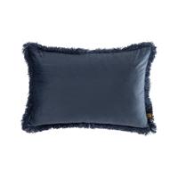 Nous Blauw Fluweel Kussen Met Franjes