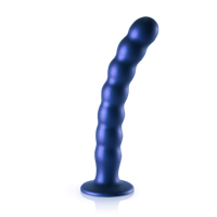 Ouch! by Shots Beaded Silicone G-Spot Dildo - 8'' / 20,5 cm - Metallic Blue