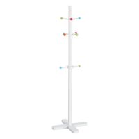 Kinderkamer kapstok staand - 10 haken - hout - wit - 38 x 124 cm
