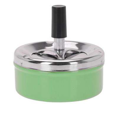 Excellent Houseware Draai asbak - druk asbak - rond metaal - 10 cm - groen