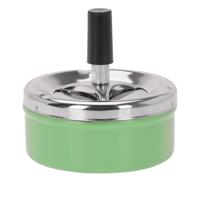 Excellent Houseware Draai asbak - druk asbak - rond metaal - 10 cm - groen