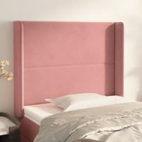 Hoofdbord met randen 93x16x118/128 cm fluweel roze