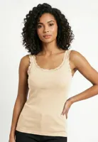 Toker Dames Hemd kant, breed bandje, modal 211/1 - Modal dames onderhemd - Kanten bandjes singlet - Zwart - Bordeaux - Champagne