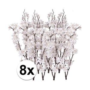 Witte appelbloesem - 8x - kunstbloem/tak - 57 bloemetjes - 84 cm