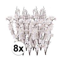 Witte appelbloesem - 8x - kunstbloem/tak - 57 bloemetjes - 84 cm