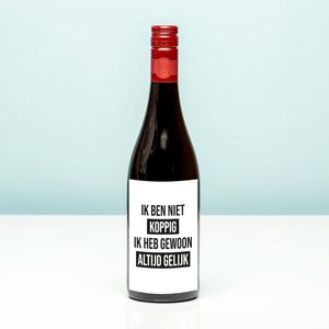 Wijnfles Ik ben niet koppig - Rood (Merlot)