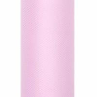 Glitter tule stof - lichtroze - 15 x 900 cm - hobbyartikelen/knutselspullen
