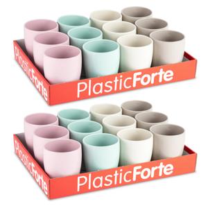 Plasticforte Bekers - 24x stuks - kunststof - gekleurd - 375 ml - onbreekbare mokken