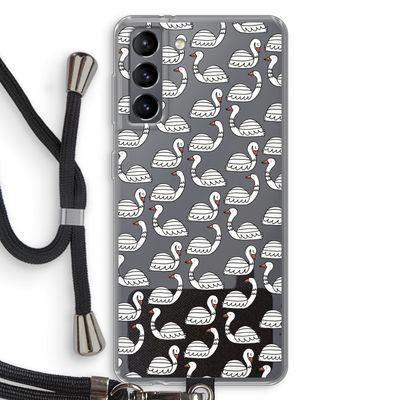 Zwanen: Samsung Galaxy S21 Transparant Hoesje met koord