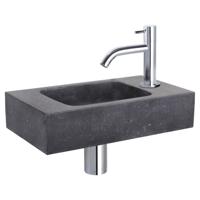 Differnz fonteinset bombai black - natuursteen - kraan gebogen - 40 x 22 x 9 cm - chroom