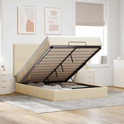 Ottoman bed met matras 140x190cm stof crèmekleurig
