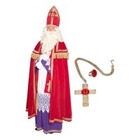 Sinterklaas kostuum - inclusief ring en kruis ketting met rode steen