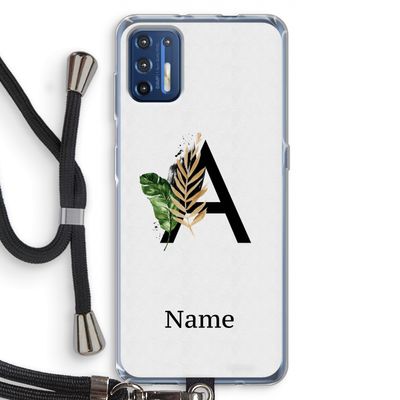 Charcoal Flora: Motorola Moto G9 Plus Transparant Hoesje met koord