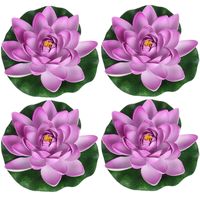 4x Lila paarse drijvende kunst waterlelie bloemen 18 cm