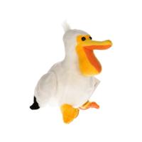 Knuffel pelikaan - wit/grijs - 17 cm - pluche - knuffeldier - vogelknuffel