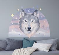 Wolf sterrennacht muursticker kinderkamer