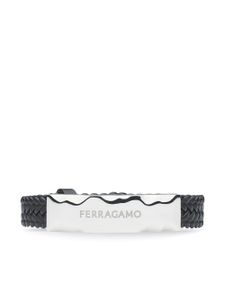 Ferragamo bracelet en cuir à logo gravé - Noir