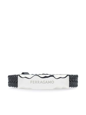 Ferragamo bracelet en cuir à logo gravé - Noir