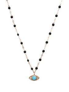 Gigi Clozeau collier Eye Sparkle en or rose 18ct serti de turquoise et de diamants - Noir