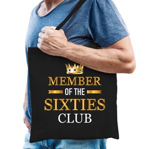 Member of the sixties club verjaardag cadeau tas zwart voor volwassenen - Verjaardag / cadeau tas